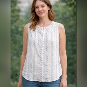 LOFT Sleeveless Blouse with Colorful Dots